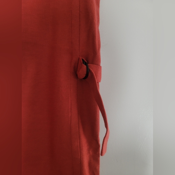 Kate Spade Saturday V Neck Bilateral Bows Size S 45% Wool Red Boho Dress - Picture 6 of 10